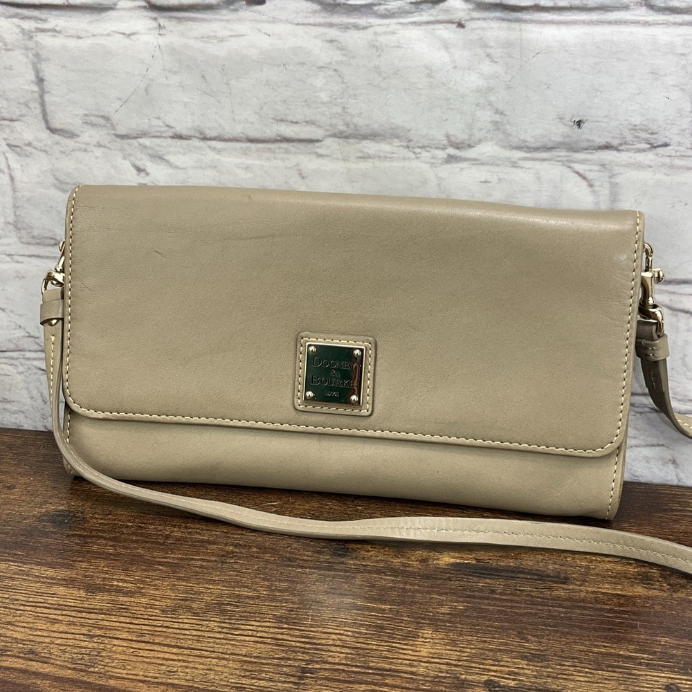 Dooney and Bourke Beige Foldover Crossbody Small Bag Purse